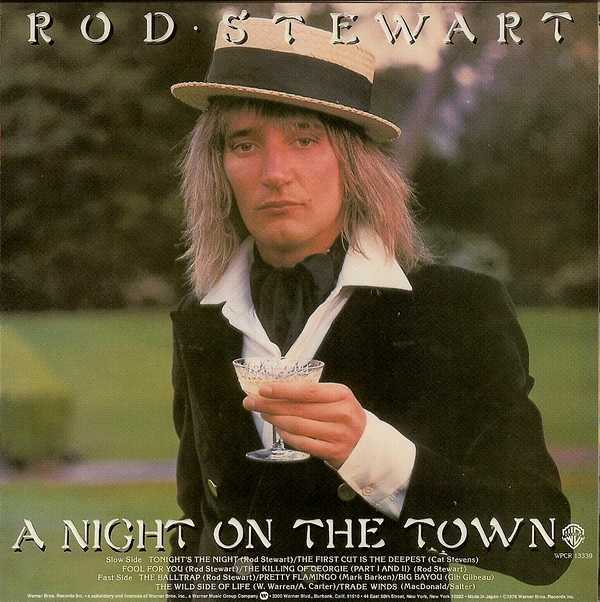 reverse cover, also used as a dual cover with duplicate song info as other side, Stewart, Rod - Night On The Town